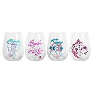 Golden Girls Stemless Wine Glasses Bioworld Retro